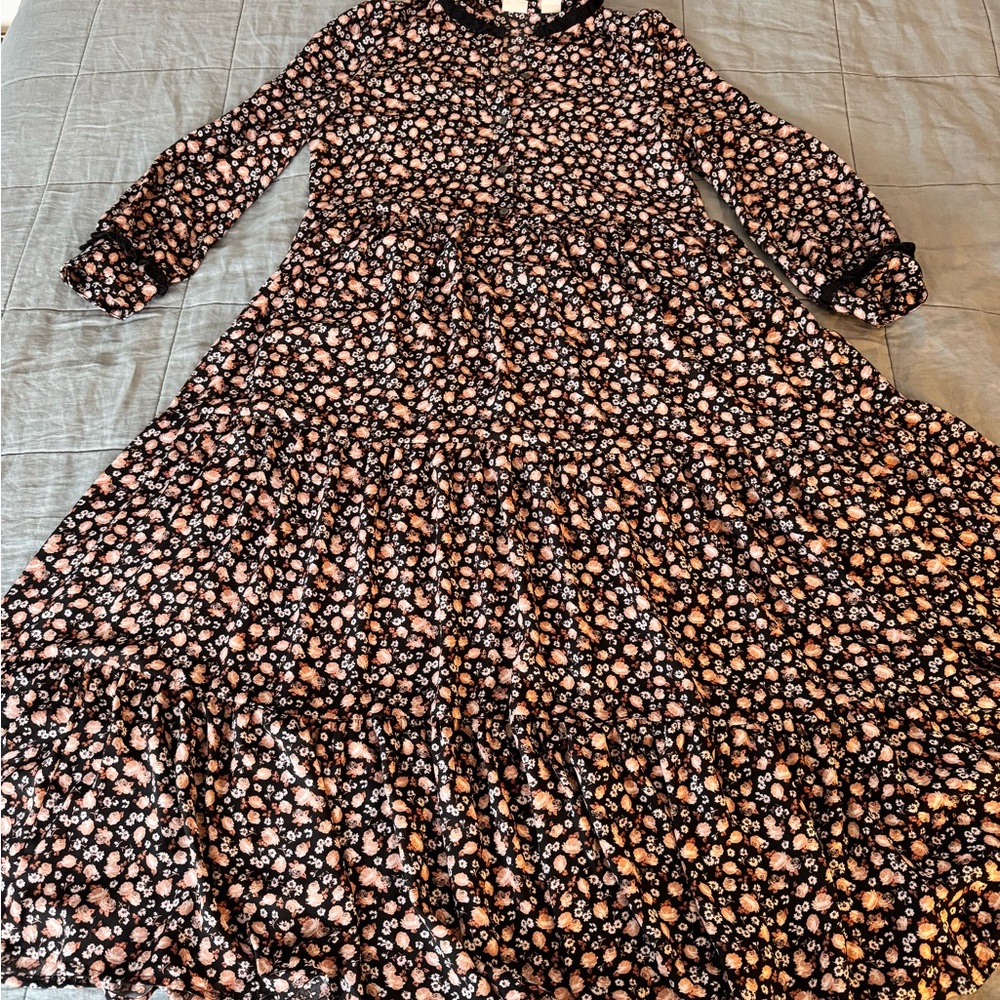 Levi's Black and Pink Floral Long Sleeve Dress